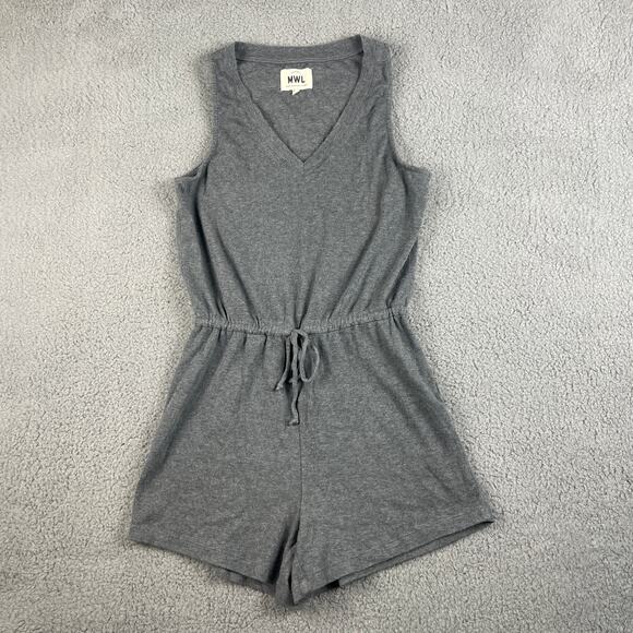 Madewell Mwl Women's Small Gray Cotton Modal Elastane Breeze Drawstring Romper - Picture 1 of 11